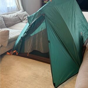 Eureka Green Camping Tent with Orange Accents